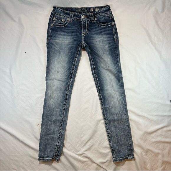 Miss Me Signature Skinny Washed Mid-Rise Blue Med 334 Jeans 27